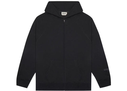 Fear of God Essentials Full Zip Up Hoodie Applique Logo Dark Slate/Stretch Limo/Black