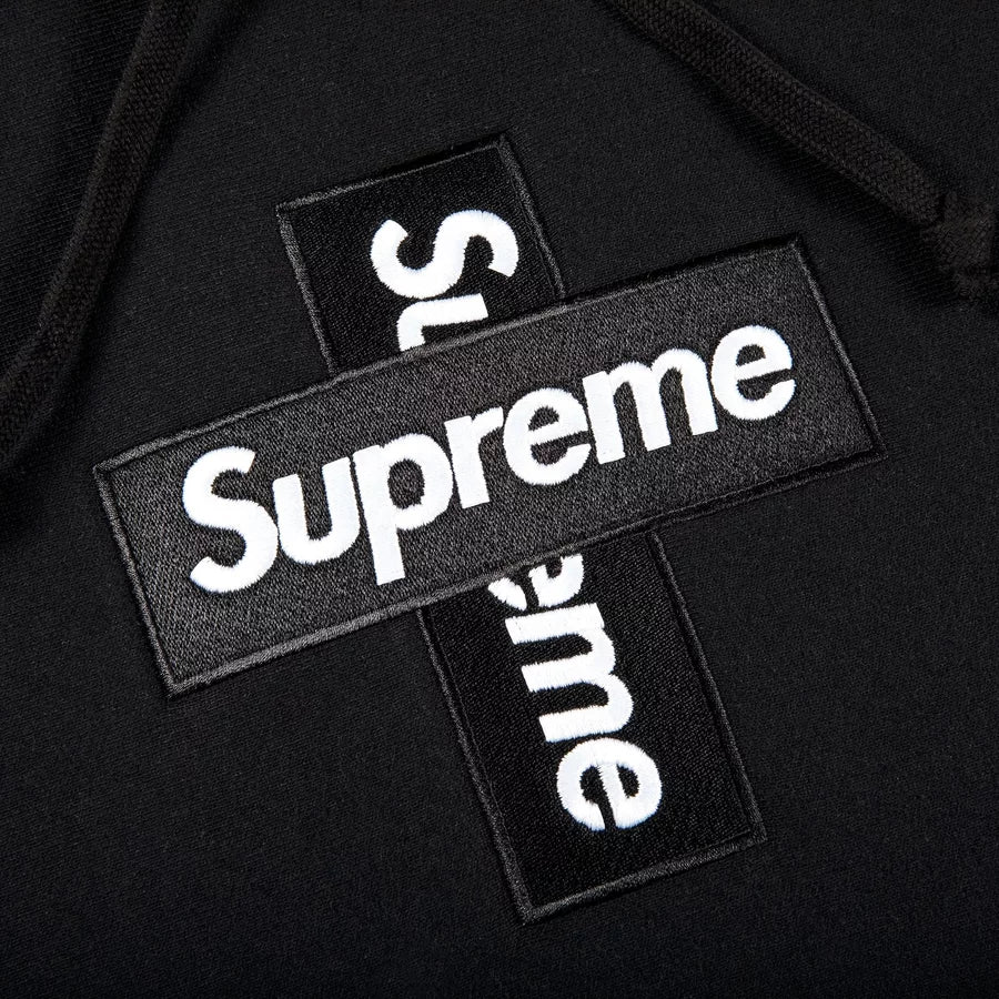 Supreme Cross Box Logo Hooded Sweatshirt Black